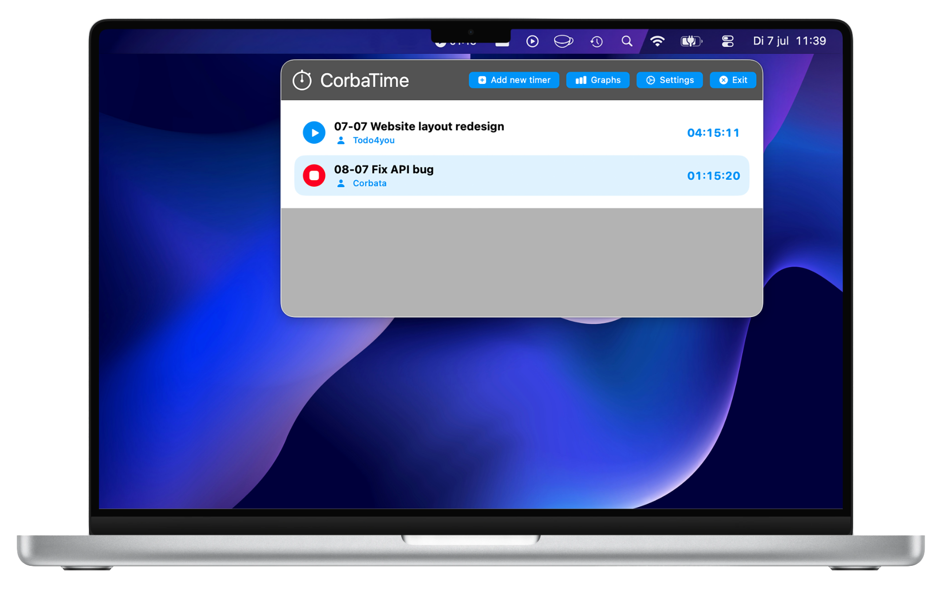 CorbaTime running on a Mac